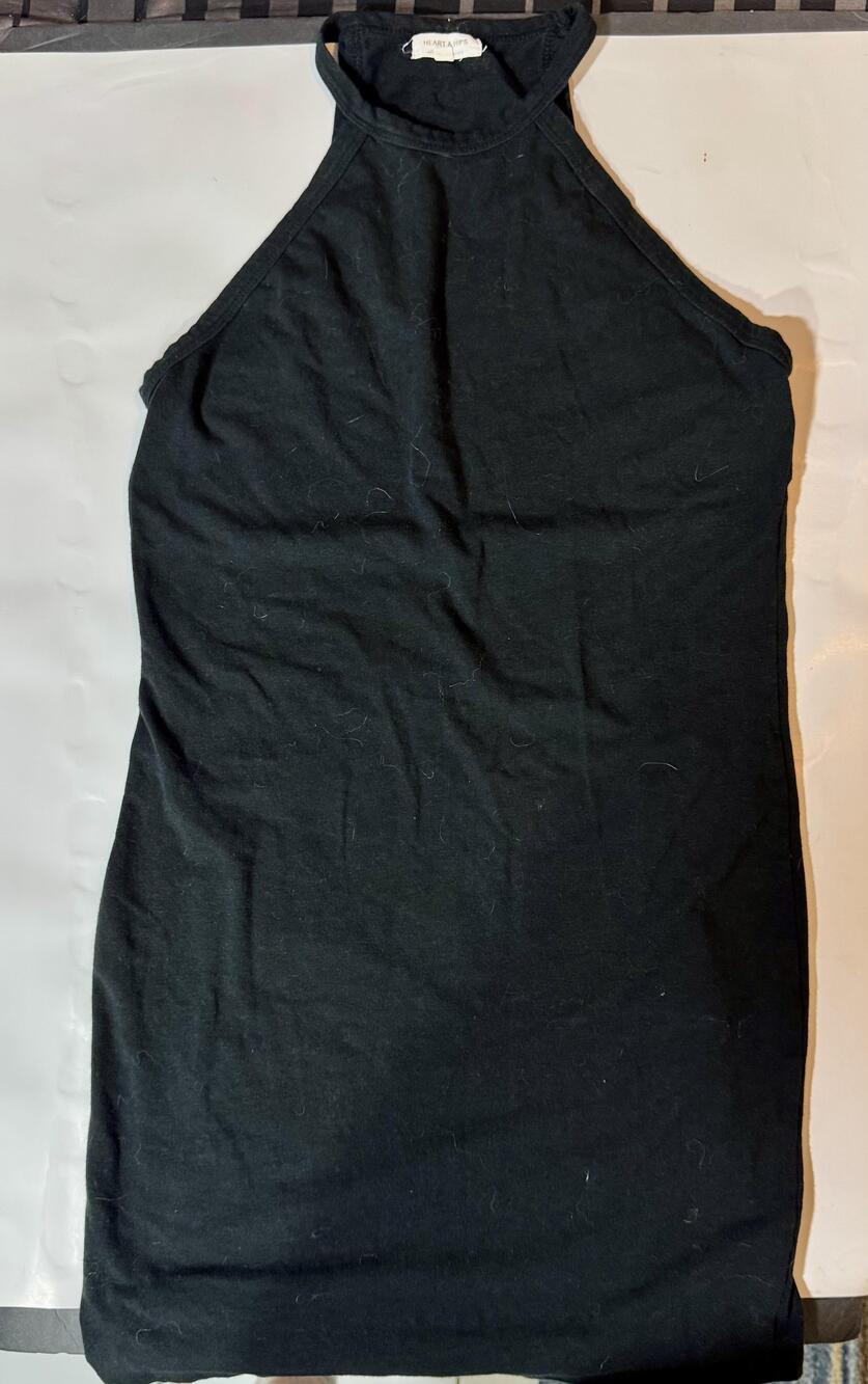 Heart & Hips Dress Womens Large Black Sleeveless High Neck Bodycon Knit